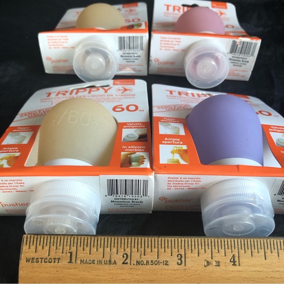 Set of 4 Trippy Silicone No Drip Cosmetic Travel Squeeze Bottles: 2 oz / 60 ml - Picture 5 of 8